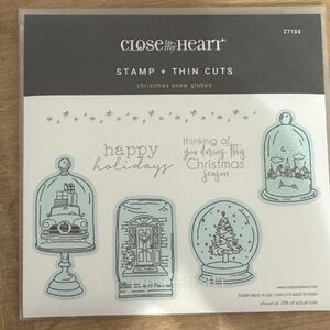 Close To My Heart Christmas Snow Globes Stamp + Thin Cuts - Light Blue & Black